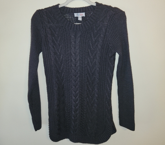 D&Co Women's Charcoal Cable Knit Sweater - Picture 1 of 4